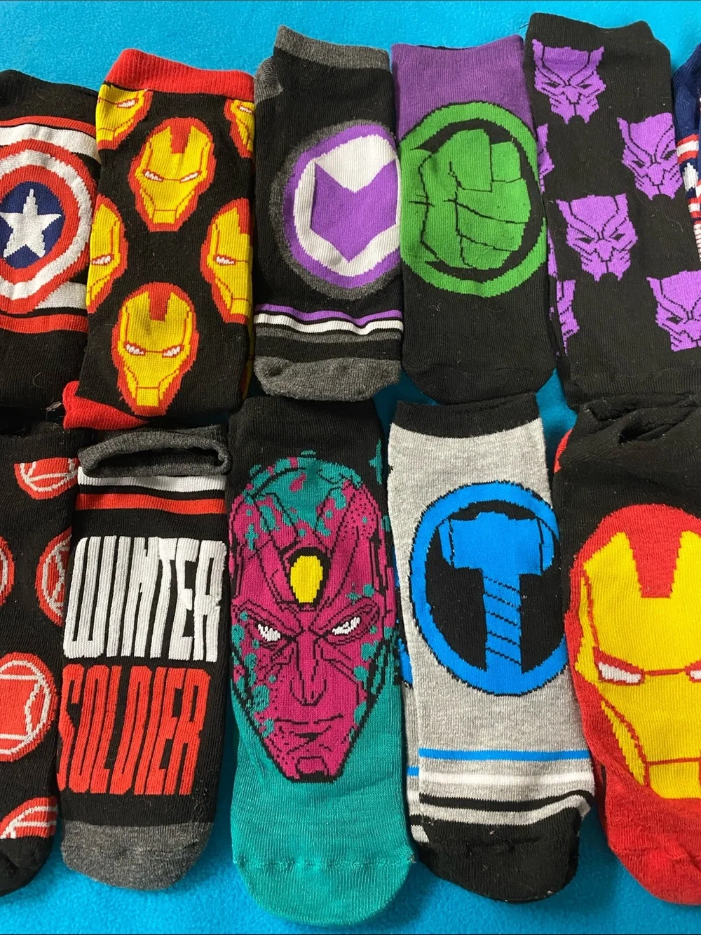Assorted Marvel Superhero Socks - Set of 14